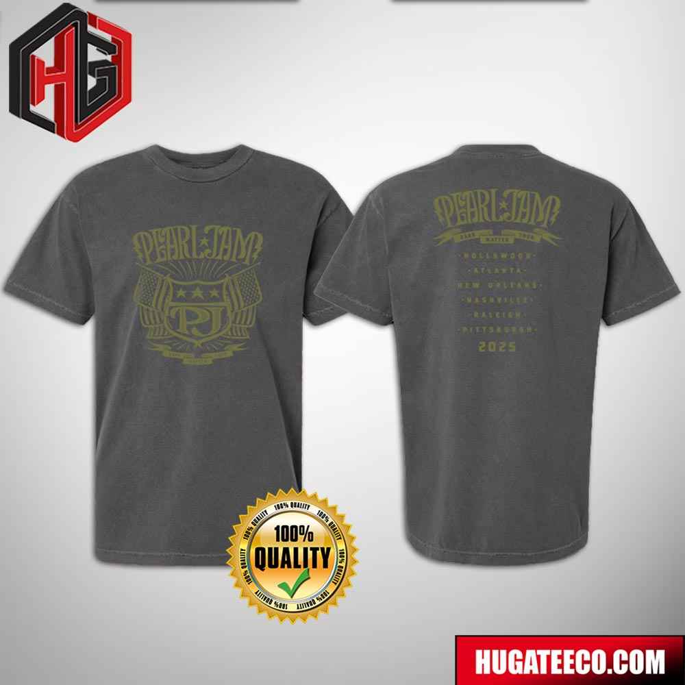 Pearl Jam Dark Matter World Tour 2025 Shield Two Sides Unisex T-Shirt Pearl Jam Dark Matter World Tour 2025 Shield Two Sides Unisex T-Shirt