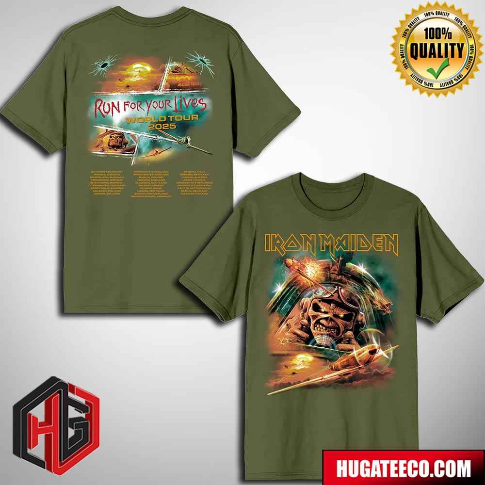 Iron Maiden Eddie Aces High Powerslave Run For Your Lives 2025 Tour Merchandise T-Shirt Iron Maiden Eddie Aces High Powerslave Run For Your Lives 2025 Tour Merchandise T-Shirt