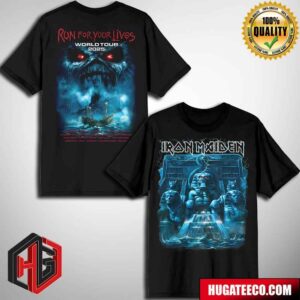 Iron Maiden Rime Of The Ancient Mariner  Run For Your Lives 2025 Tour Merchandise Two Sides T-Shirt