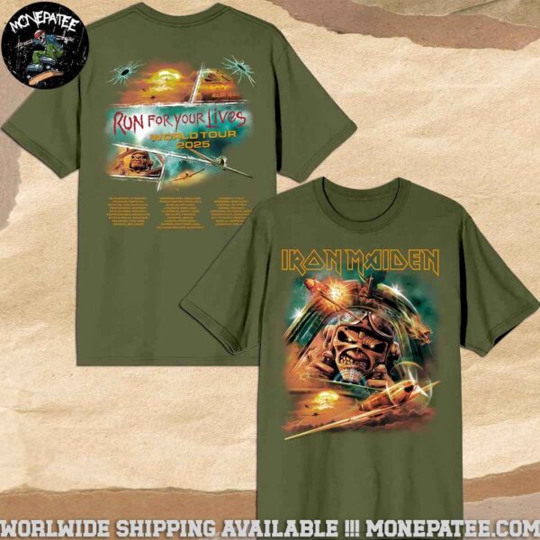 Iron Maiden Run For Your Lives 2025 Tour Eddie Aces High Powerslave Merchandise T-Shirt