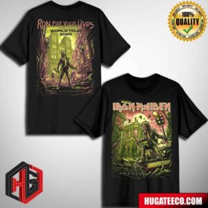 Iron Maiden Wrathchild Murders In The Rue Morgue Run For Your Lives 2025 Tour Merchandise Two Sides T-Shirt