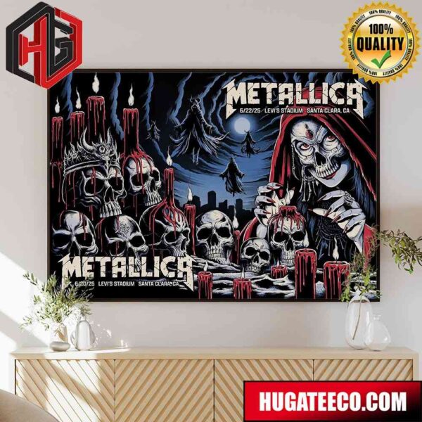 Metallica M72 Santa Clara Night 1 And 2 Concert Poster Moonlit Sacrifice Design June 20-22 2025 at Levi?s Stadium CA Home Decor