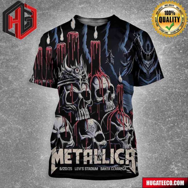 Metallica M72 Santa Clara Night 1 Concert Poster Moonlit Sacrifice Design June 20 2025 at Levi?s Stadium CA All Over Print Shirt