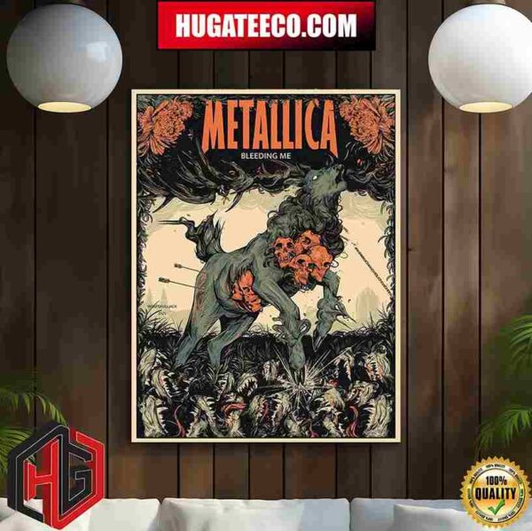 Official Metallica Merchandise Bleeding Me Screen Printed Poster Canvas
