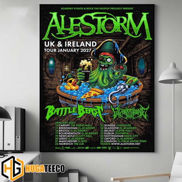 Alestorm UK And Ireland Tour  2027 For January Dates Tour With Battle Beast And Wizardthrone Home Decor Poster Canvas